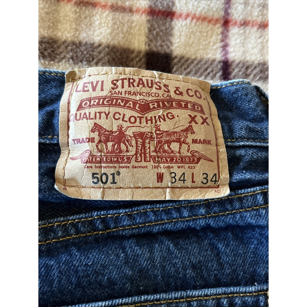 Vtg Levis 501xx Jeans Blue Denim Button Fly Medium Wash Y2K 2000s Mens 32x31
