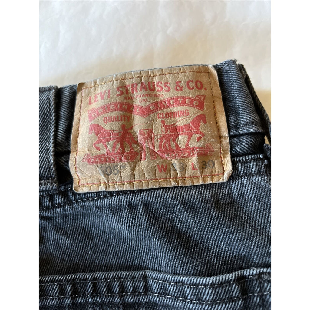 Levis Jeans Mens 33x28 Dark Gray 505 Reg Straight Leg Denim Cotton Workwear EUC