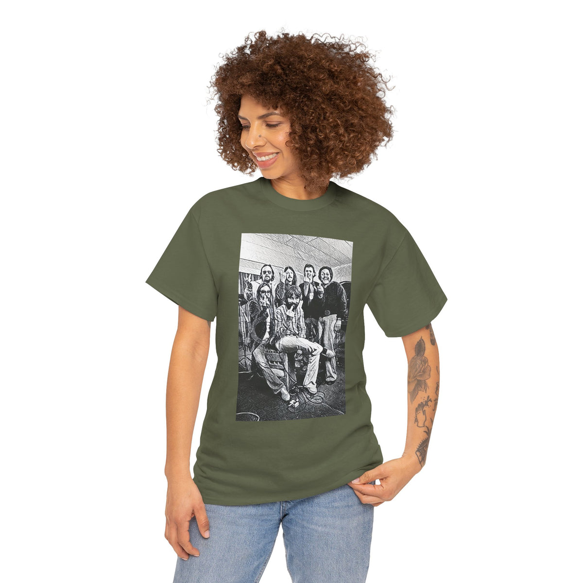 The Doobie Brothers Graphic Print Short Sleeve Crew Neck Unisex Heavy Cotton Tee