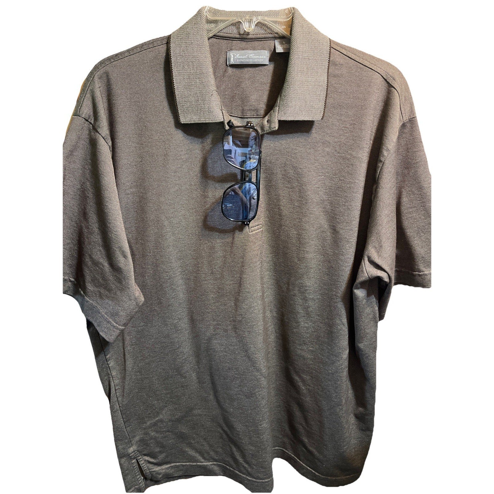 Daniel Cremieux Polo Shirt Men's L Golf Signature Collection Gray Short Sleeve