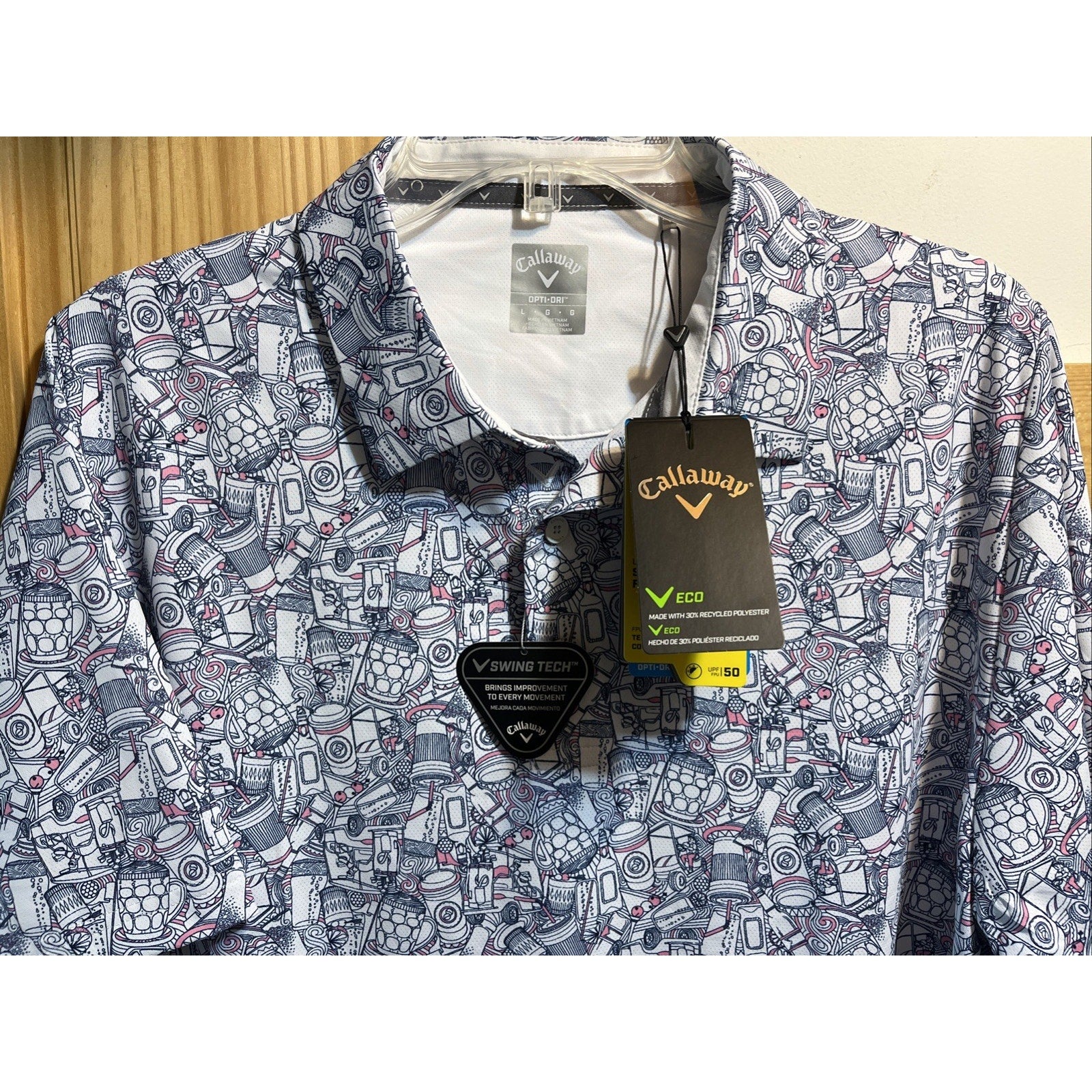 Callaway Golf Shirt Short Sleeve Essential Drink Polo Men’s Large Coffee NWT