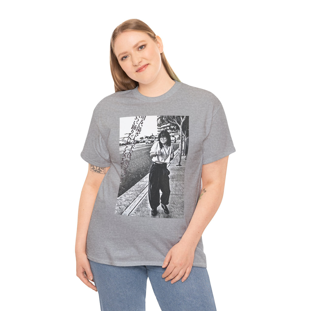 Vibing Graphic Print Short Sleeve Crew Neck Unisex Heavy Cotton Art Tee Shirt