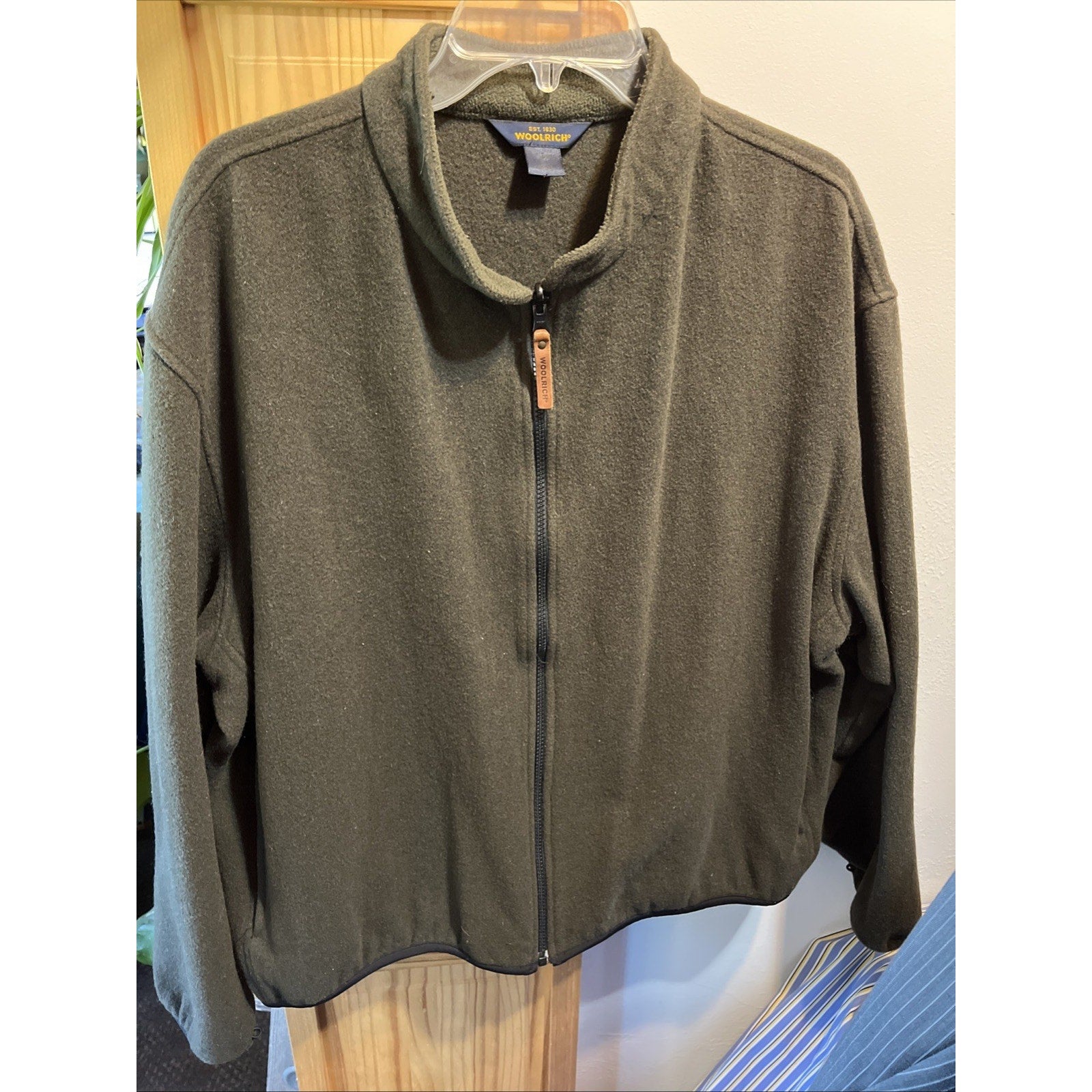 Woolrich Vintage Moleskin Jacket Men’s XL Olive Green LS Wool Blend Full Zip