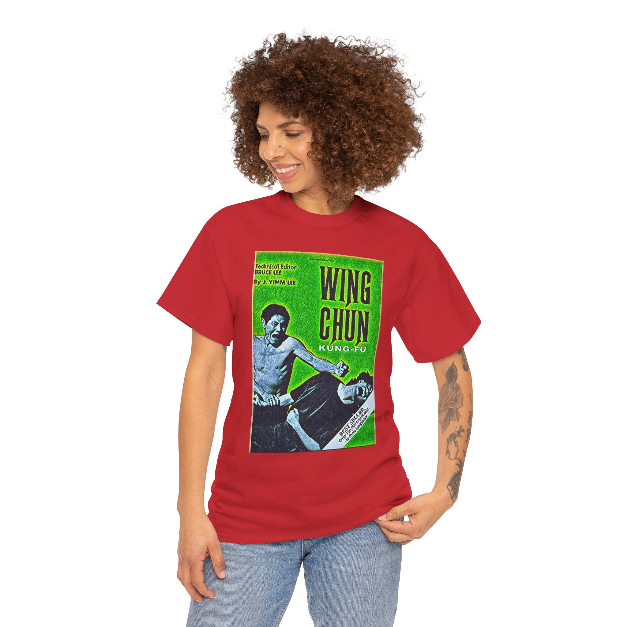 Wing Chun Kung-Fu Graphic Print Short Sleeve Crew Unisex Heavy Cotton Tee Shirt