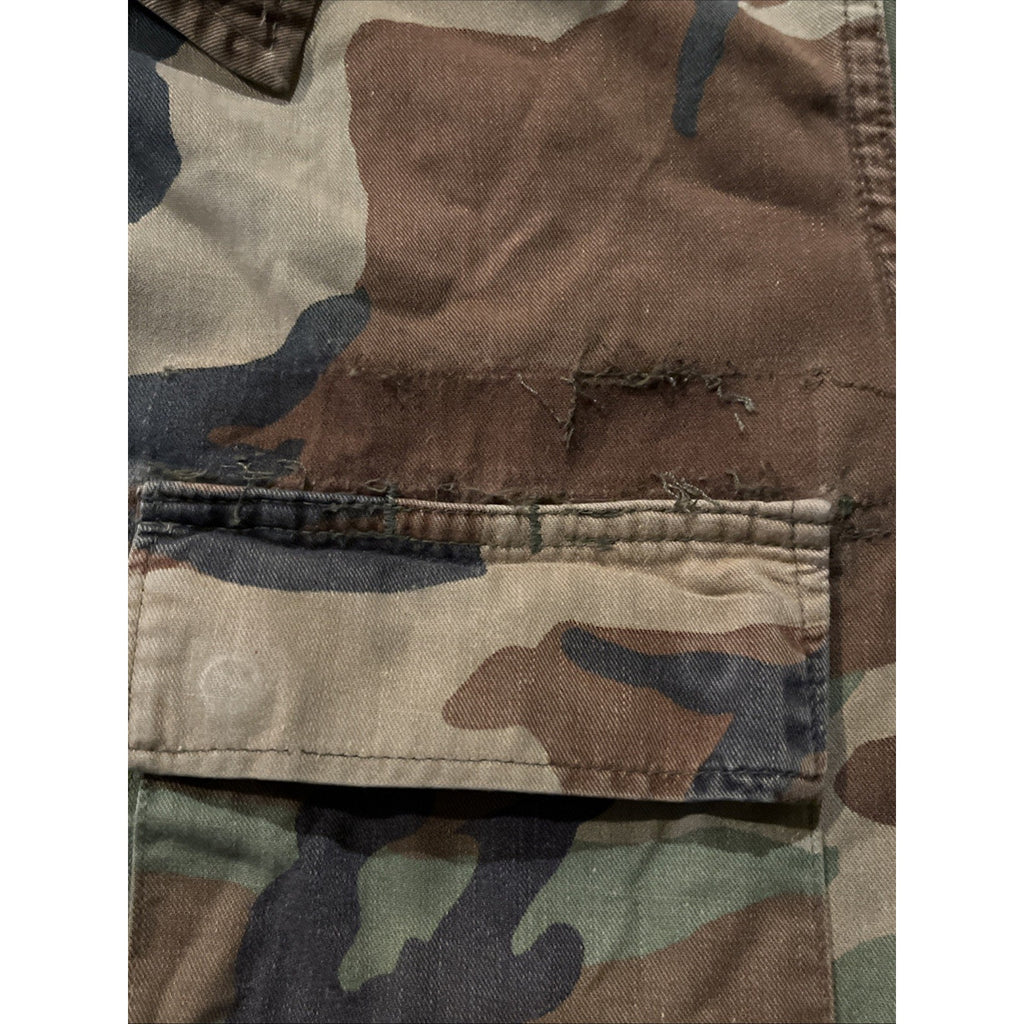 VTG US Military Jacket Mens Medium Green Woodland Camo Army Surplus Field Jacket
