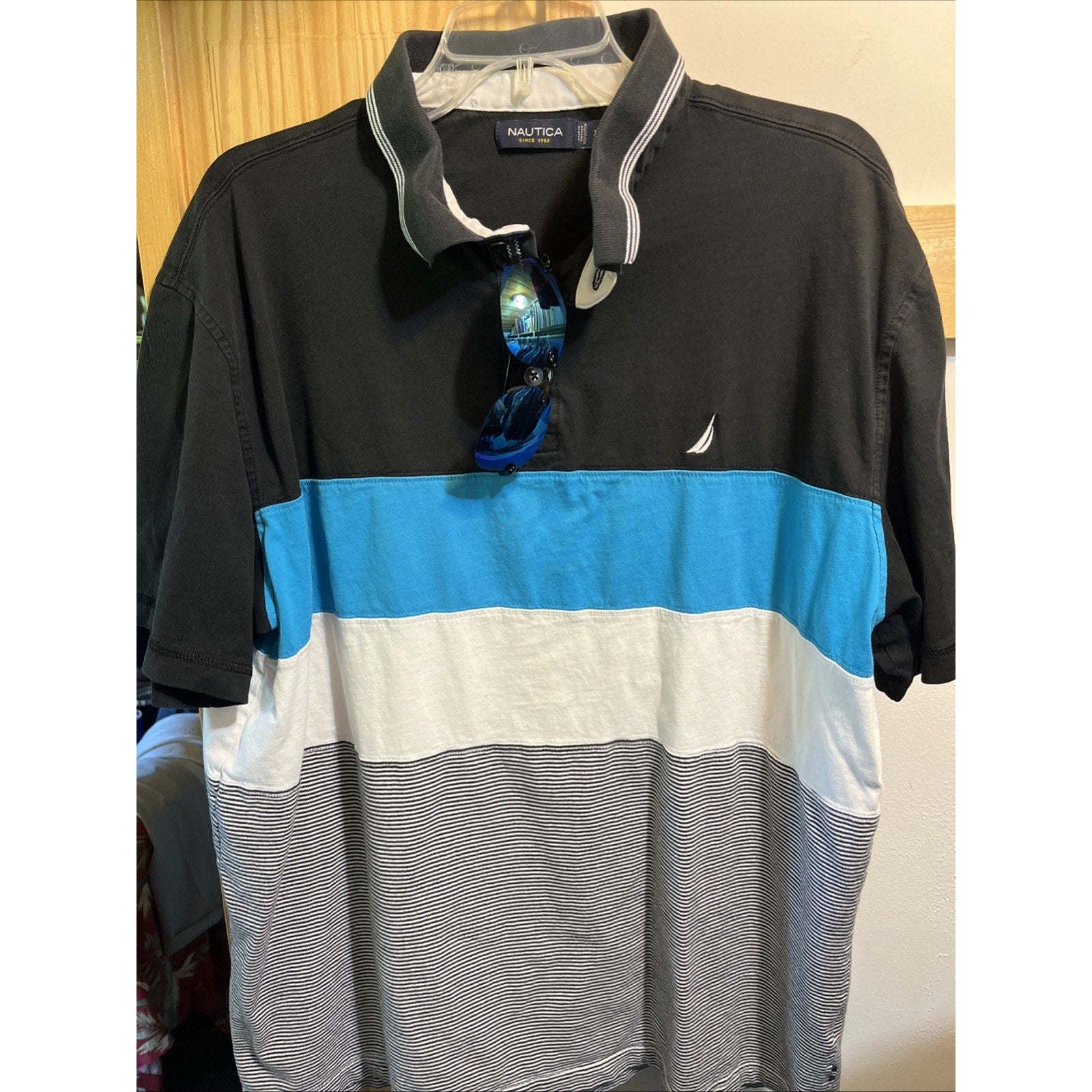 Vintage Nautica Polo Shirt Men’s Size XL Short Sleeve Colorblock Golf 1/4 Button