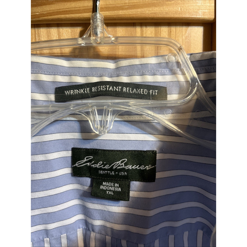 Eddie Bauer Men’s Blue Striped Shirt XLT Cotton Long Sleeve Button Up