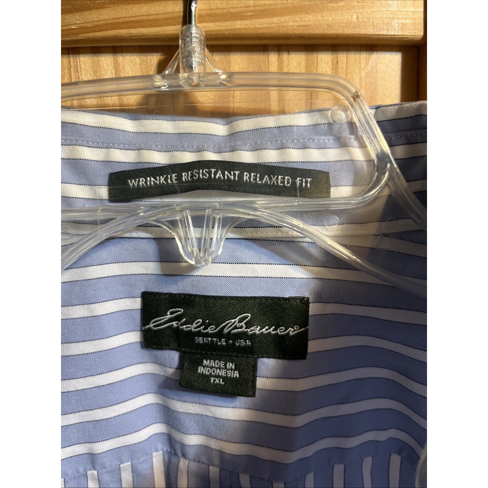 Eddie Bauer Men’s Blue Striped Shirt XLT Cotton Long Sleeve Button Up