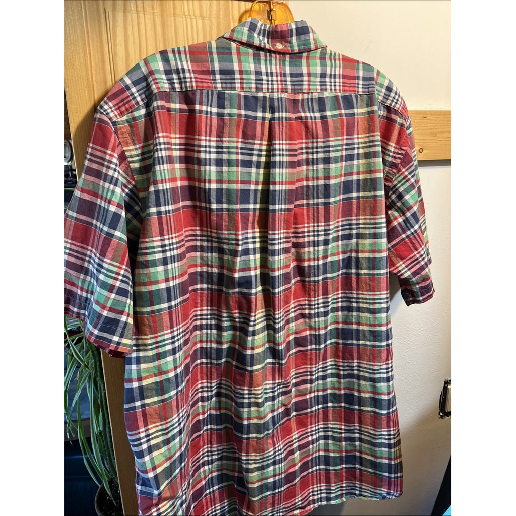 Ralph Lauren Men’s XL Multicolored Plaid Short Sleeve Button Up Cotton Shirt