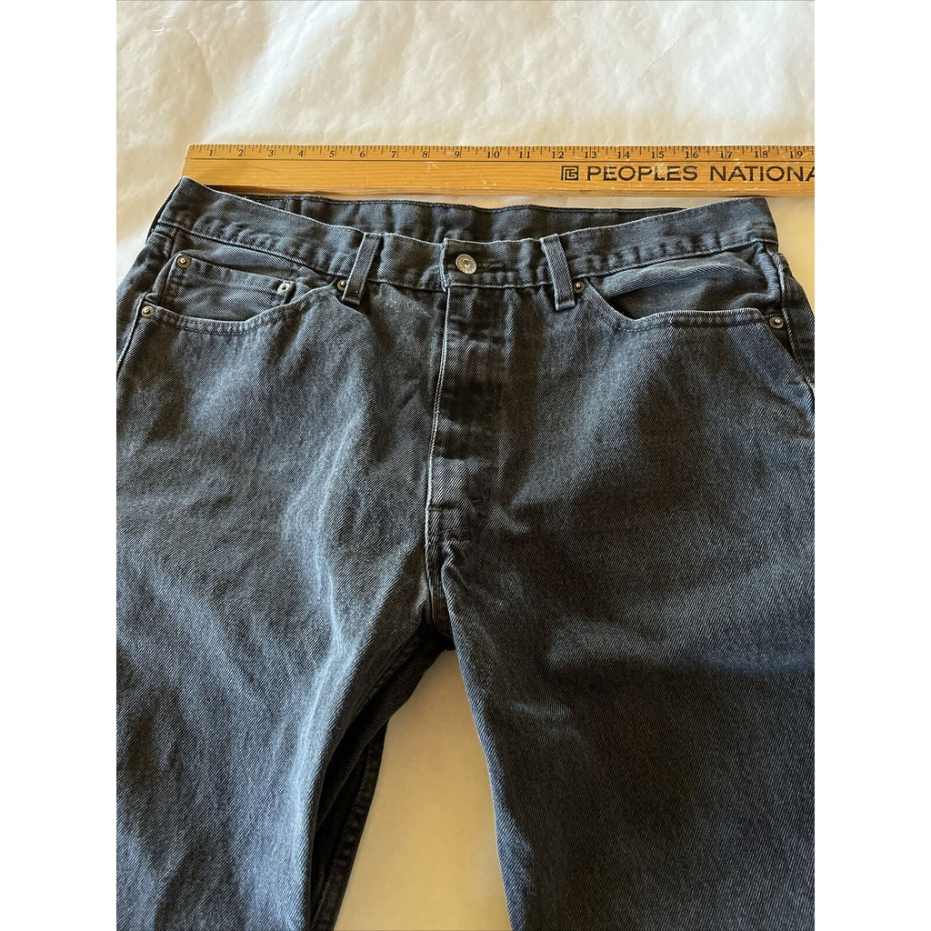 Levis Jeans Mens 33x28 Dark Gray 505 Reg Straight Leg Denim Cotton Workwear EUC