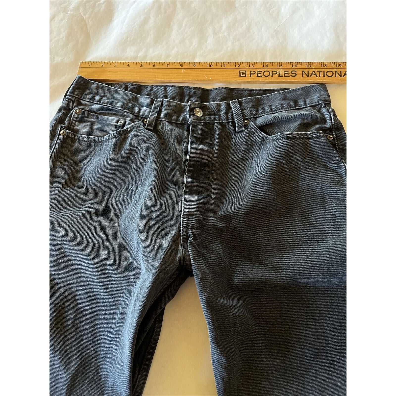 Levis Jeans Mens 33x28 Dark Gray 505 Reg Straight Leg Denim Cotton Workwear EUC