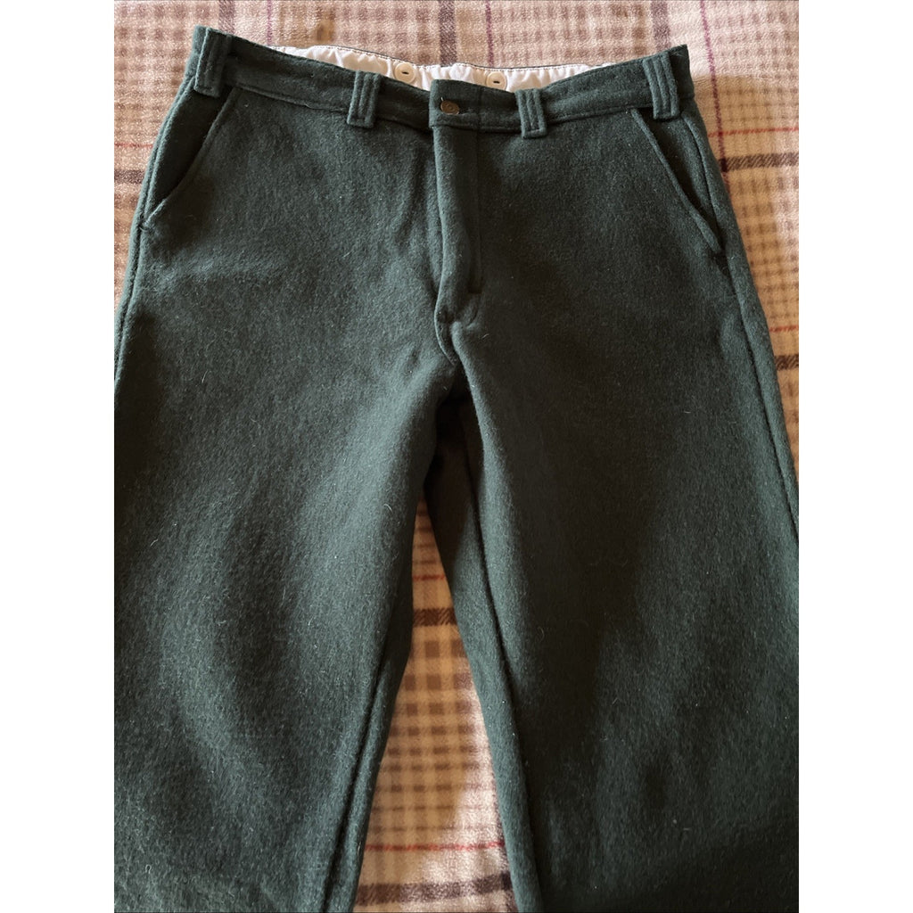 Vintage Codet Heavy Green Wool Blend Outdoor Pants Made in Canada Men's sz 35x28