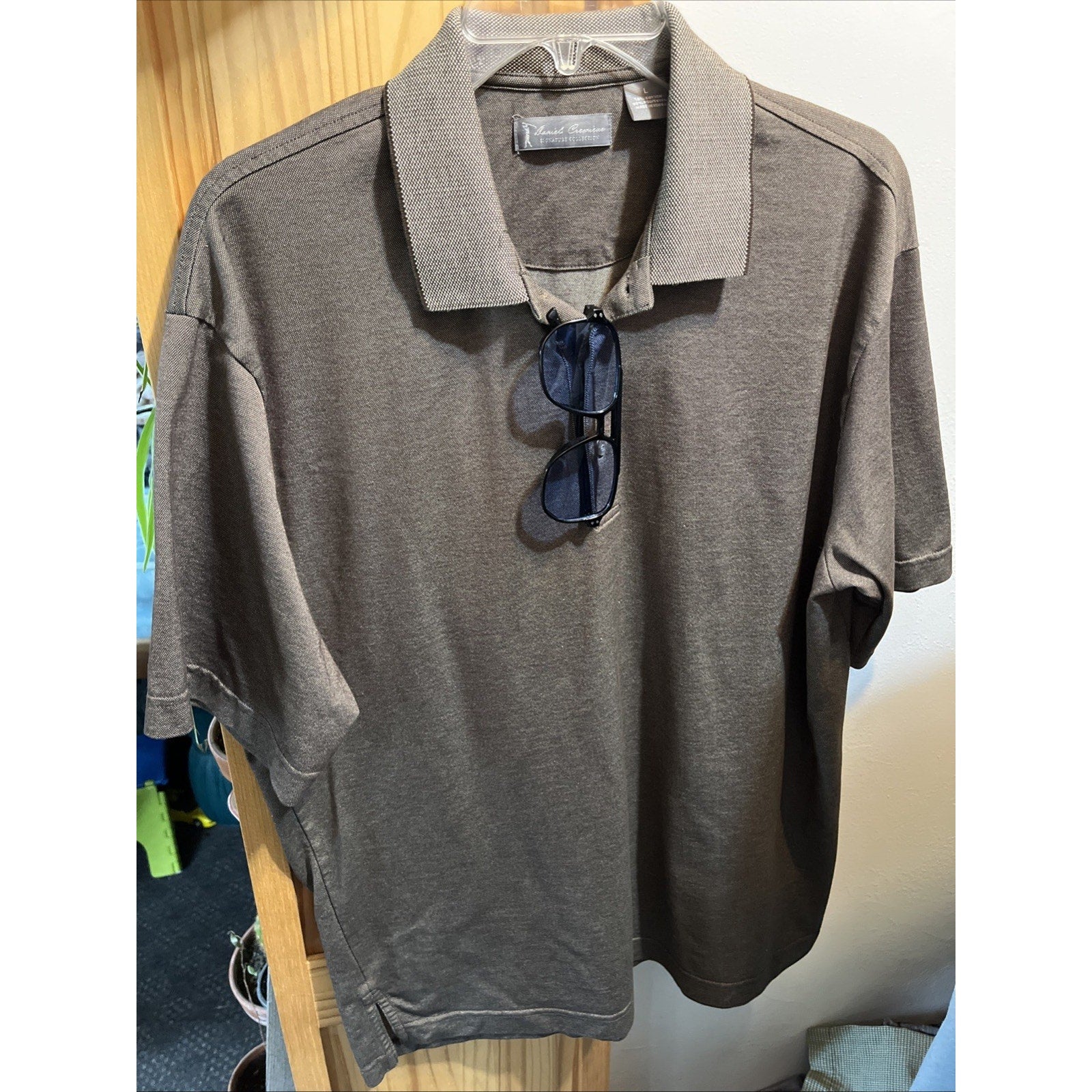 Daniel Cremieux Polo Shirt Men's L Golf Signature Collection Gray Short Sleeve