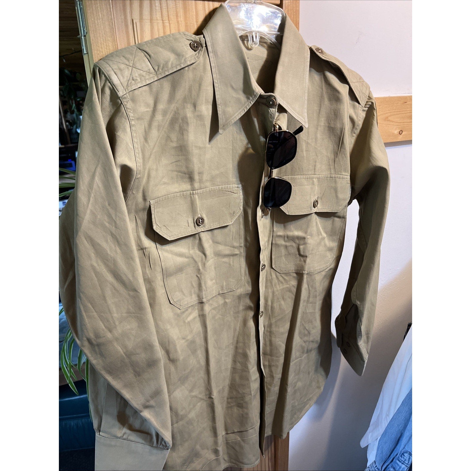 VTG 1945 World War II US Army Button Shirt Montana Nat Guard Military Clothing