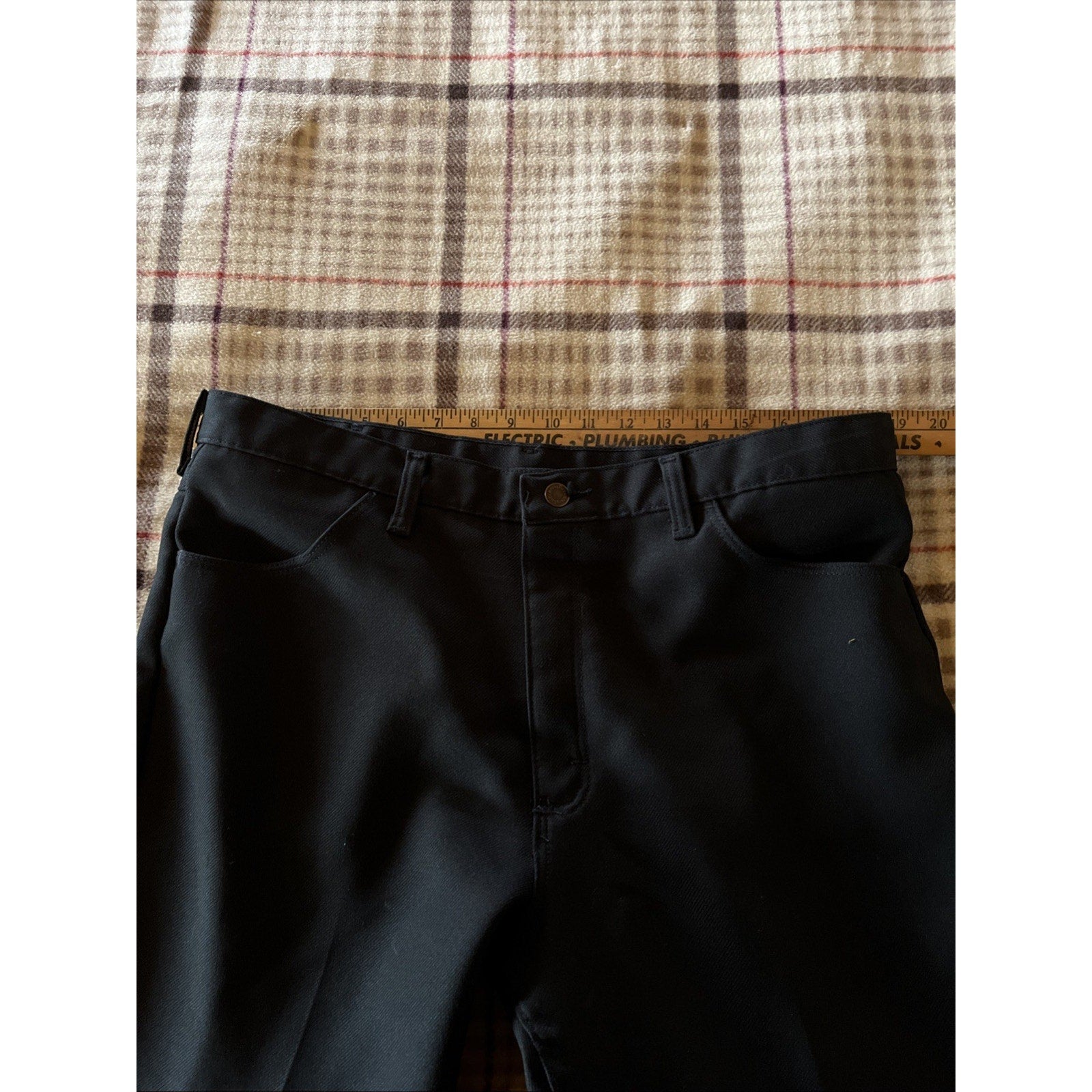 Vintage Wrangler Mens 38x30 Pants USA union Workwear Sanforized Polyester Black