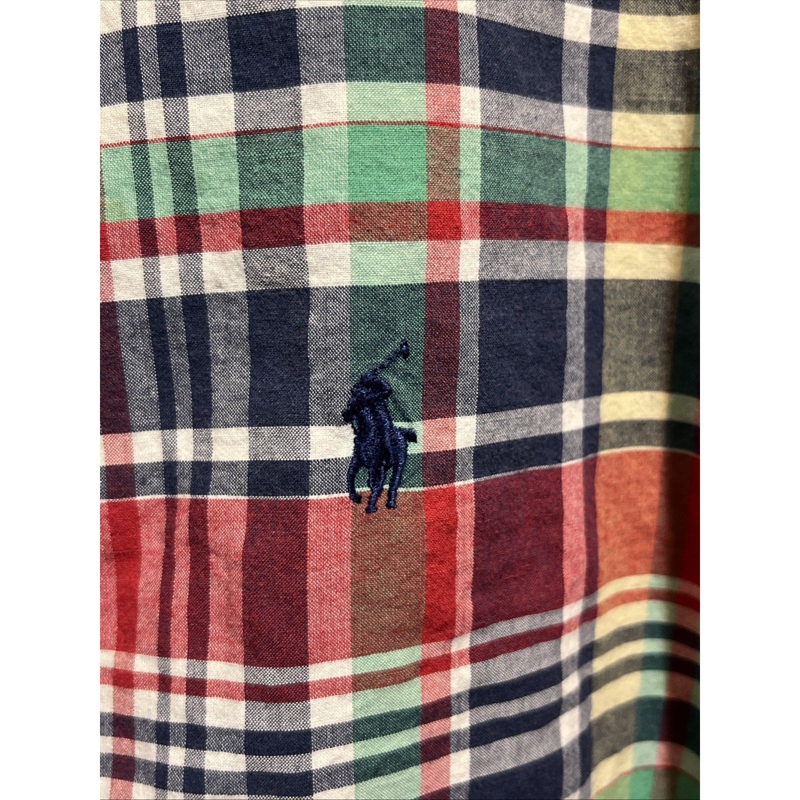 Ralph Lauren Men’s XL Multicolored Plaid Short Sleeve Button Up Cotton Shirt