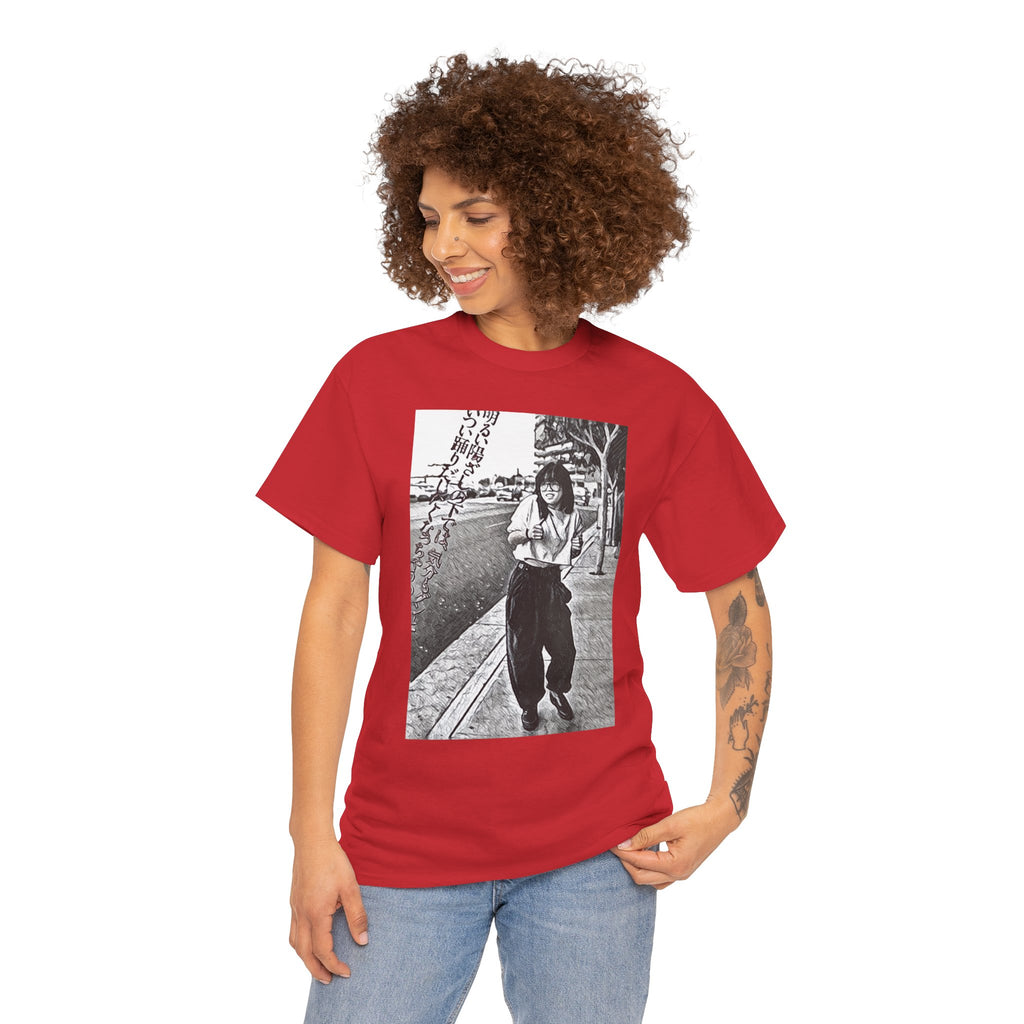 Vibing Graphic Print Short Sleeve Crew Neck Unisex Heavy Cotton Art Tee Shirt