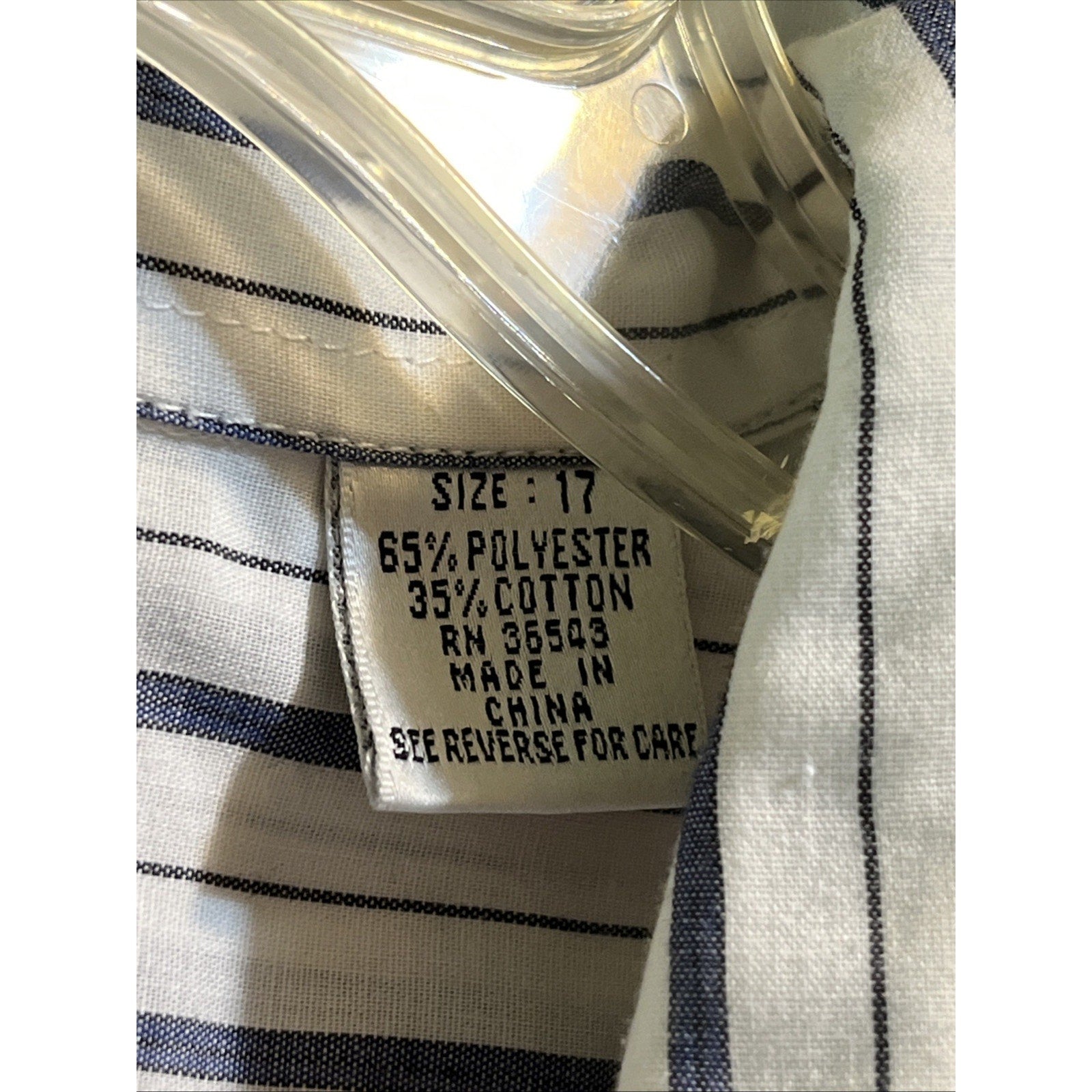 VTG Charter Master Button Short Sleeve Men’s 17 White Blue Striped Cotton Poly