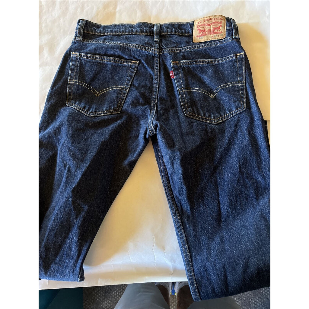 Levis 502 Mens Jeans Size 33x30 Dark Wash Blue Regular Taper Fit Leg Stretch EUC
