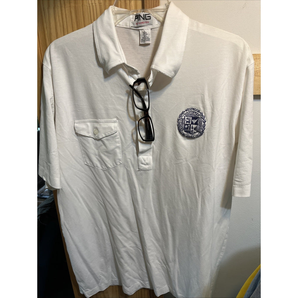 Karsten Ping vintage golf shirt Mens Large Cotton Polyester Polo Made In USA