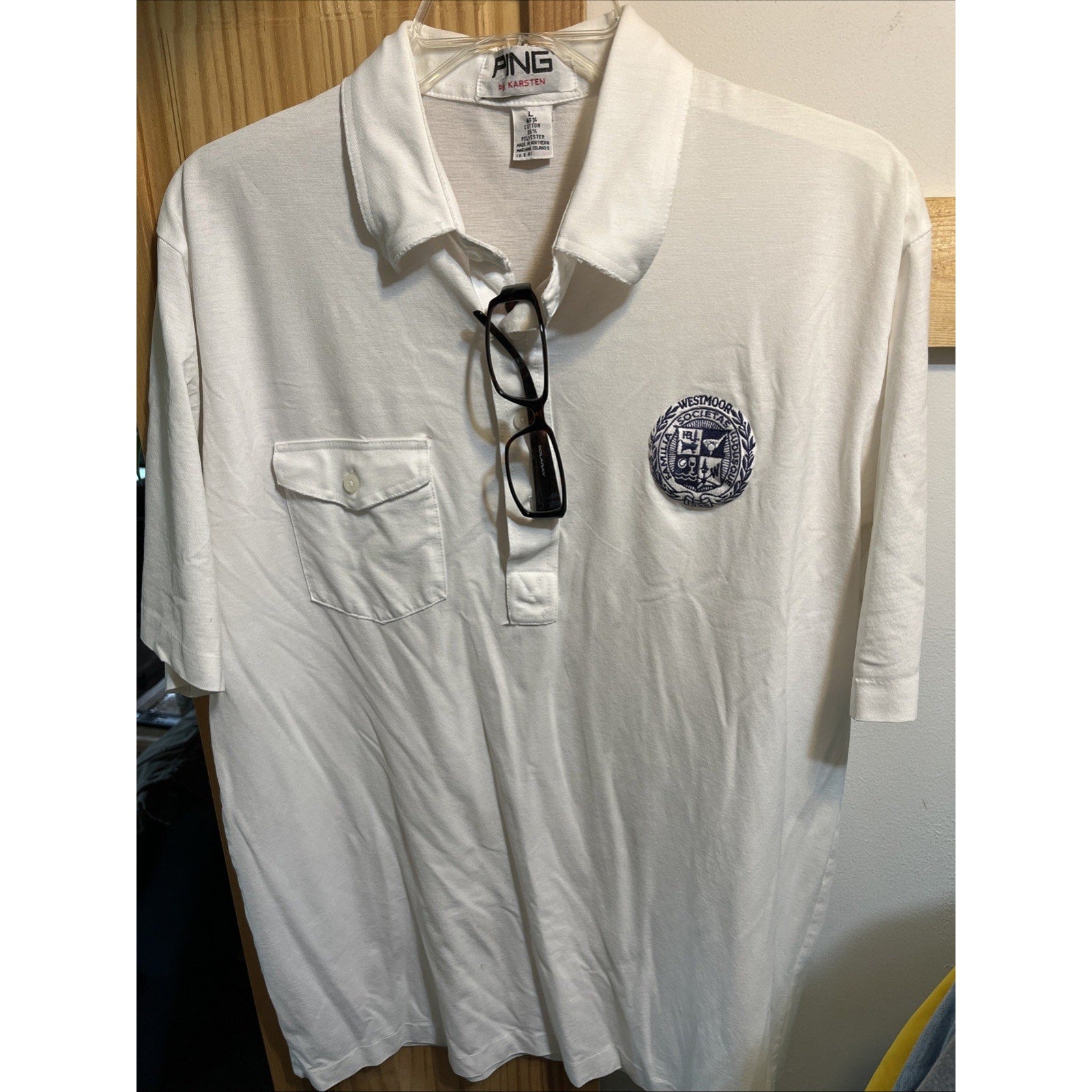 Karsten Ping vintage golf shirt Mens Large Cotton Polyester Polo Made In USA