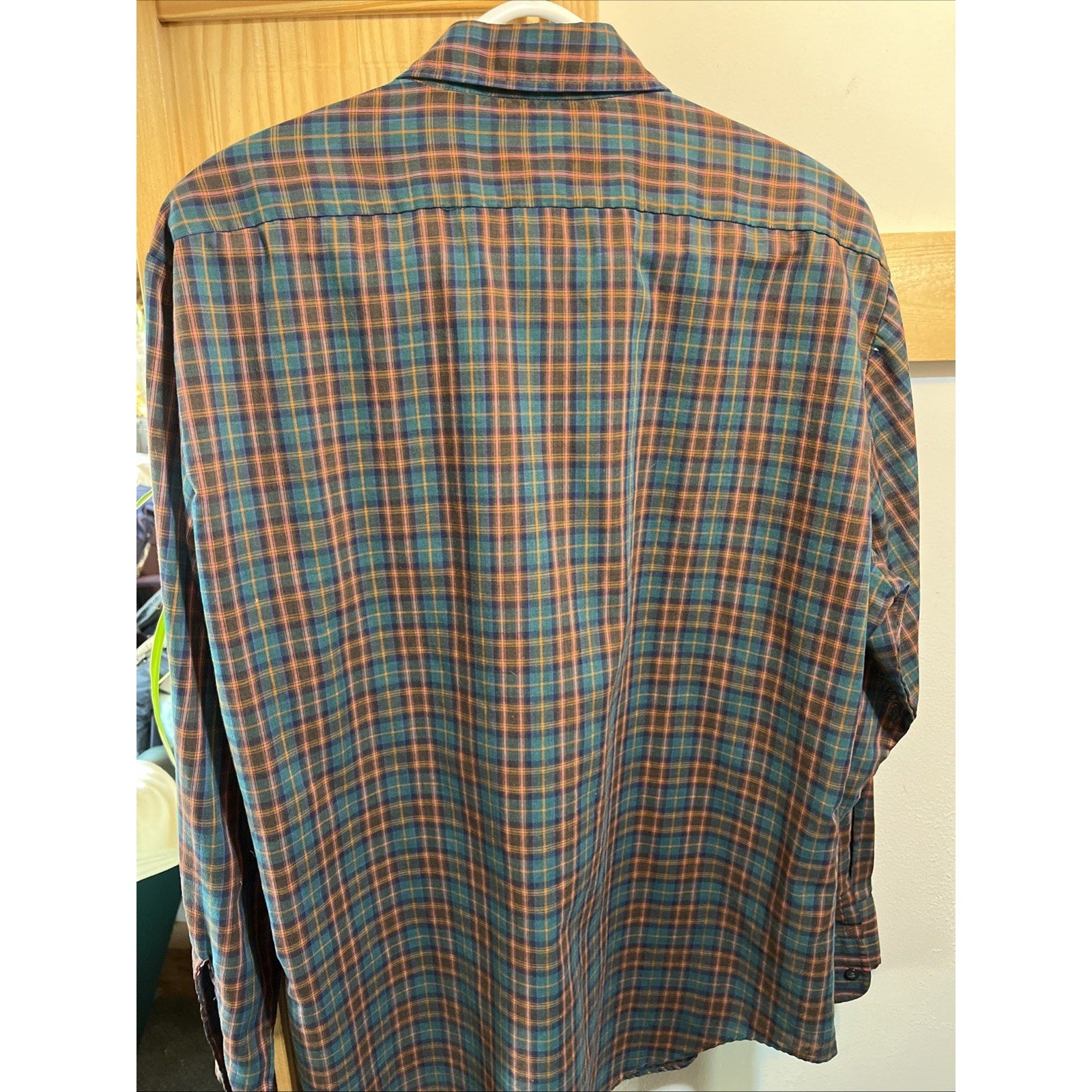 VTG Mens Store Sears Multicolor Plaid Button Front Flannel Shirt Size 16 - 16.5