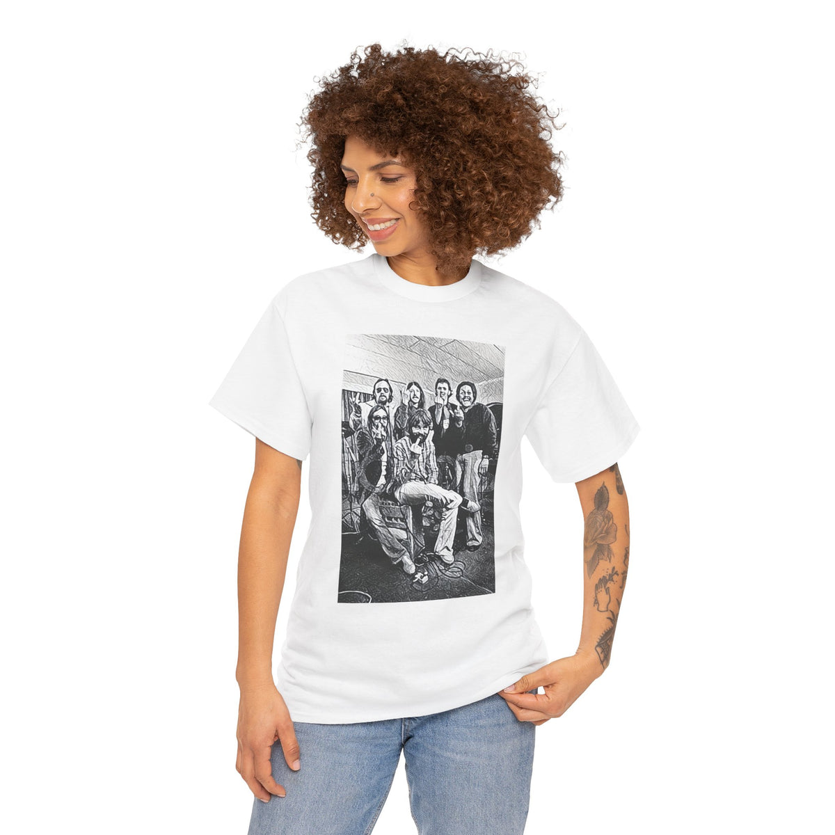 The Doobie Brothers Graphic Print Short Sleeve Crew Neck Unisex Heavy Cotton Tee