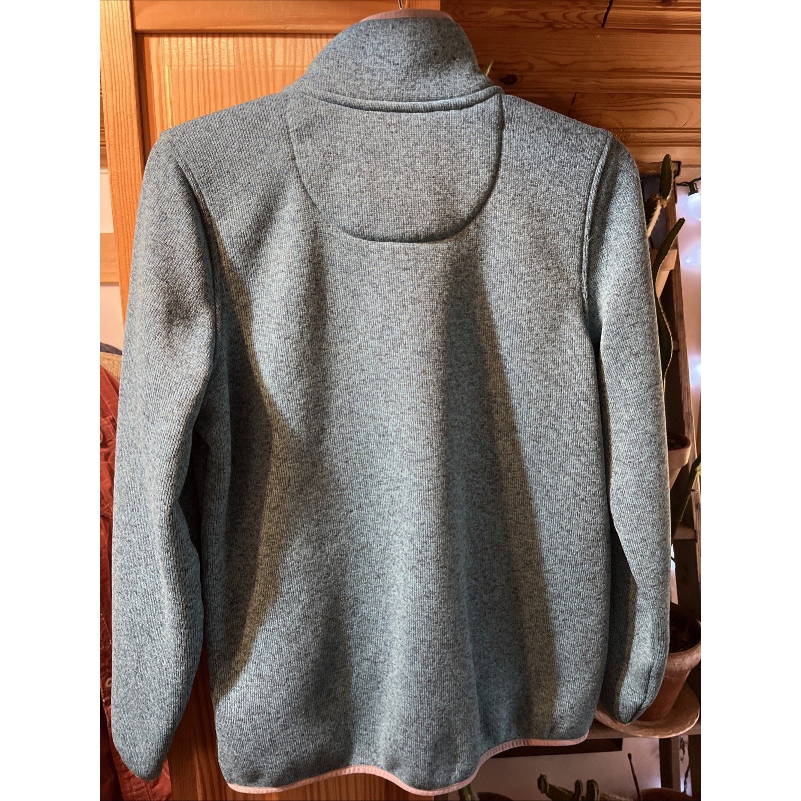 LL Bean Sweater Womens Medium Blue Pullover Snap Button Fleece Ladies Outdoors