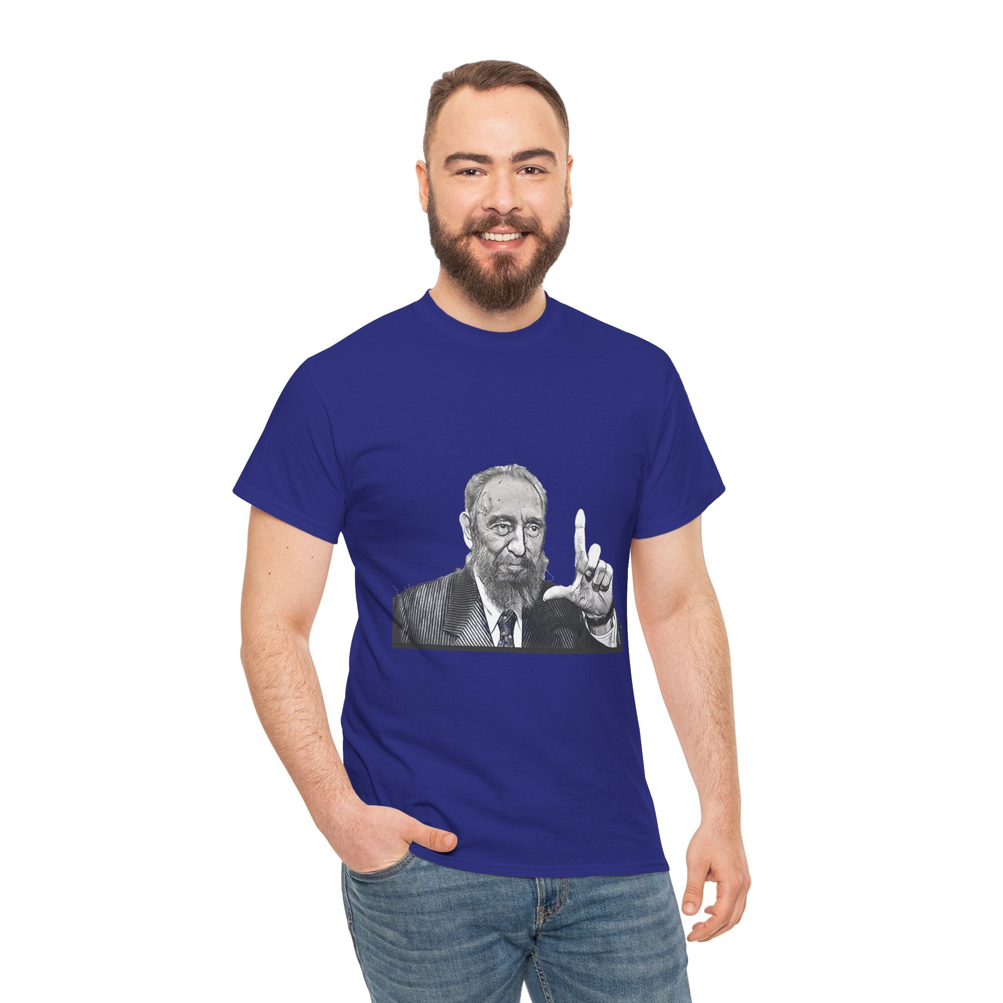 Fidel Castro Black & White Art Graphic Print Unisex Heavy Cotton Tee