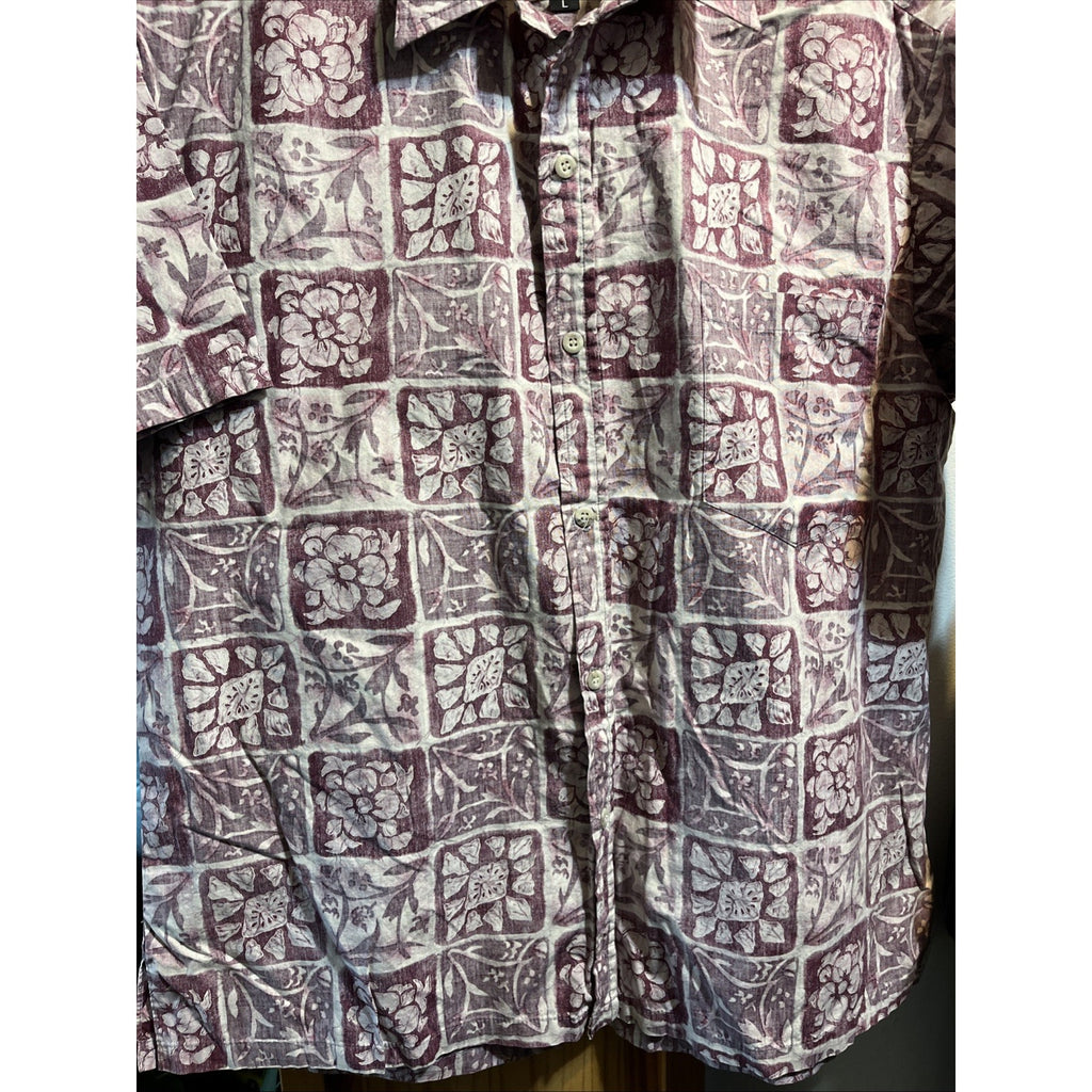 Tori Richard Vintage Men’s L Red Floral SS Button Down Cotton Hawaiian Shirt