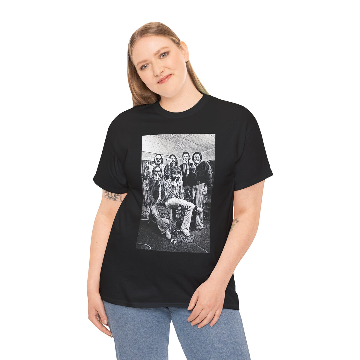 The Doobie Brothers Graphic Print Short Sleeve Crew Neck Unisex Heavy Cotton Tee
