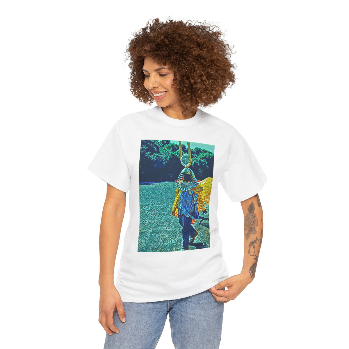 Sun Ra Graphic Print Drip Short Sleeve Crew Neck Unisex Heavy Cotton Tee Shirt