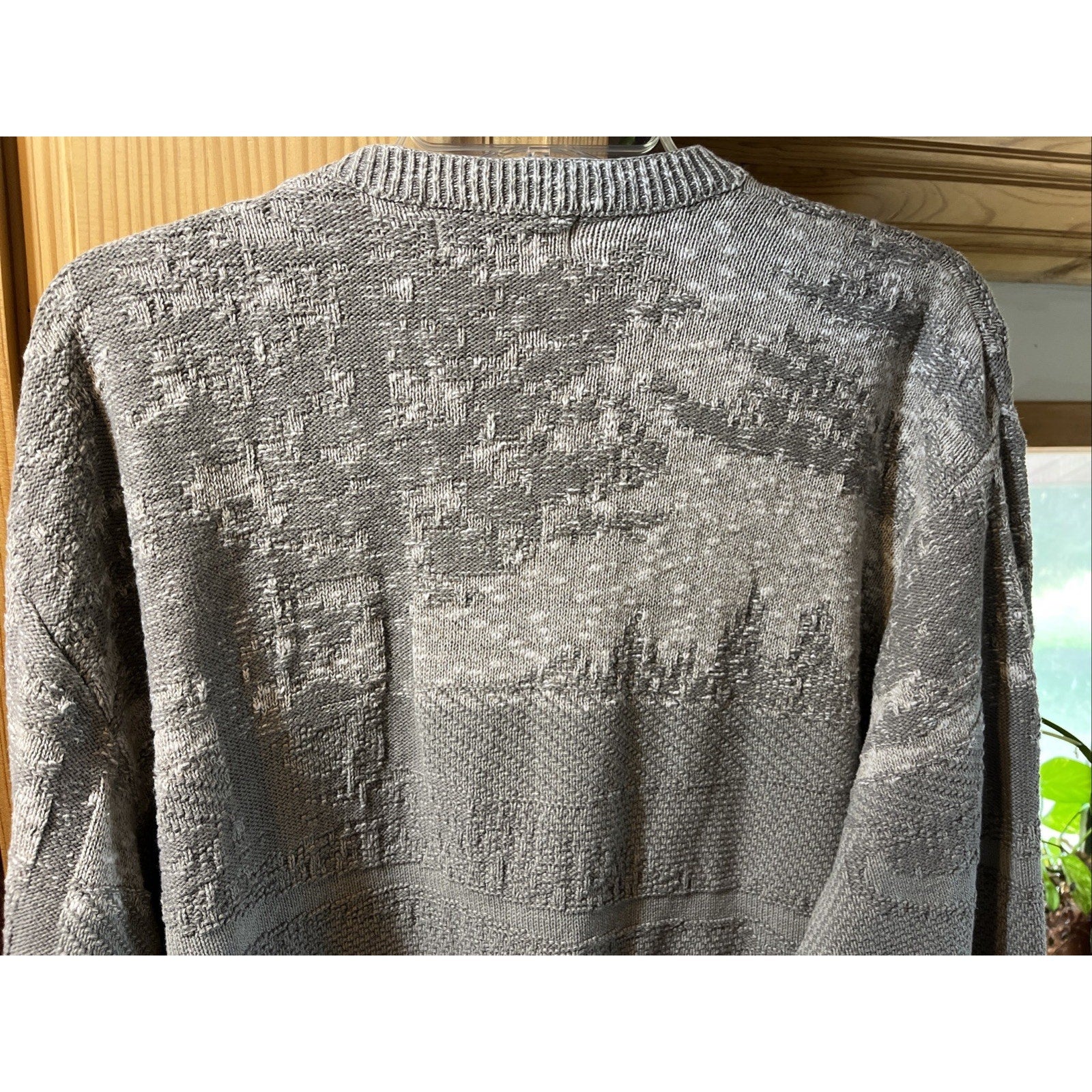 Vintage 90s Carmel Golf Embroidered Pullover Knit Sweater Size L Gray USA HOLE