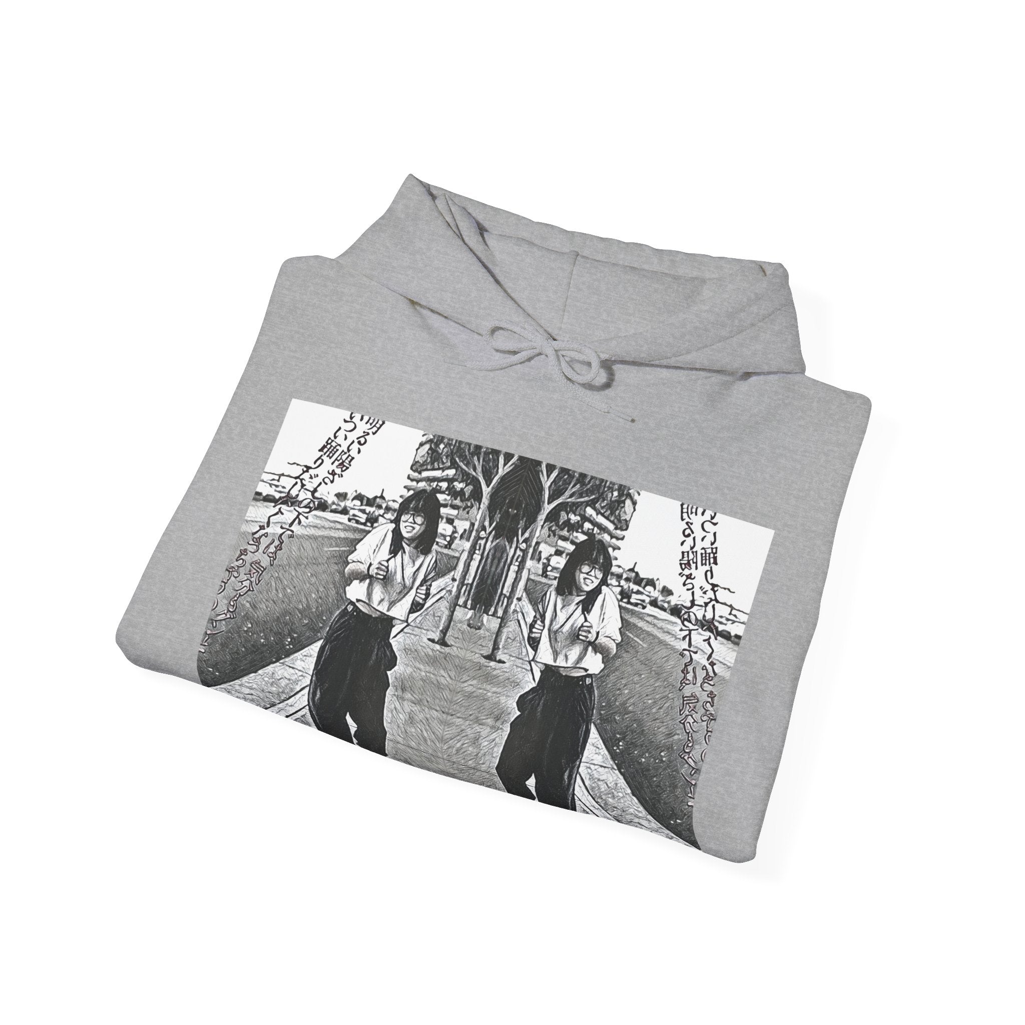 Vibing Graphic Print Long Sleeve Unisex Heavy Blend™ Hooded Pullover Sweatshirt