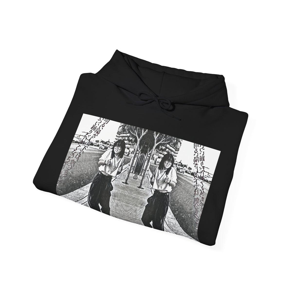 Vibing Graphic Print Long Sleeve Unisex Heavy Blend™ Hooded Pullover Sweatshirt