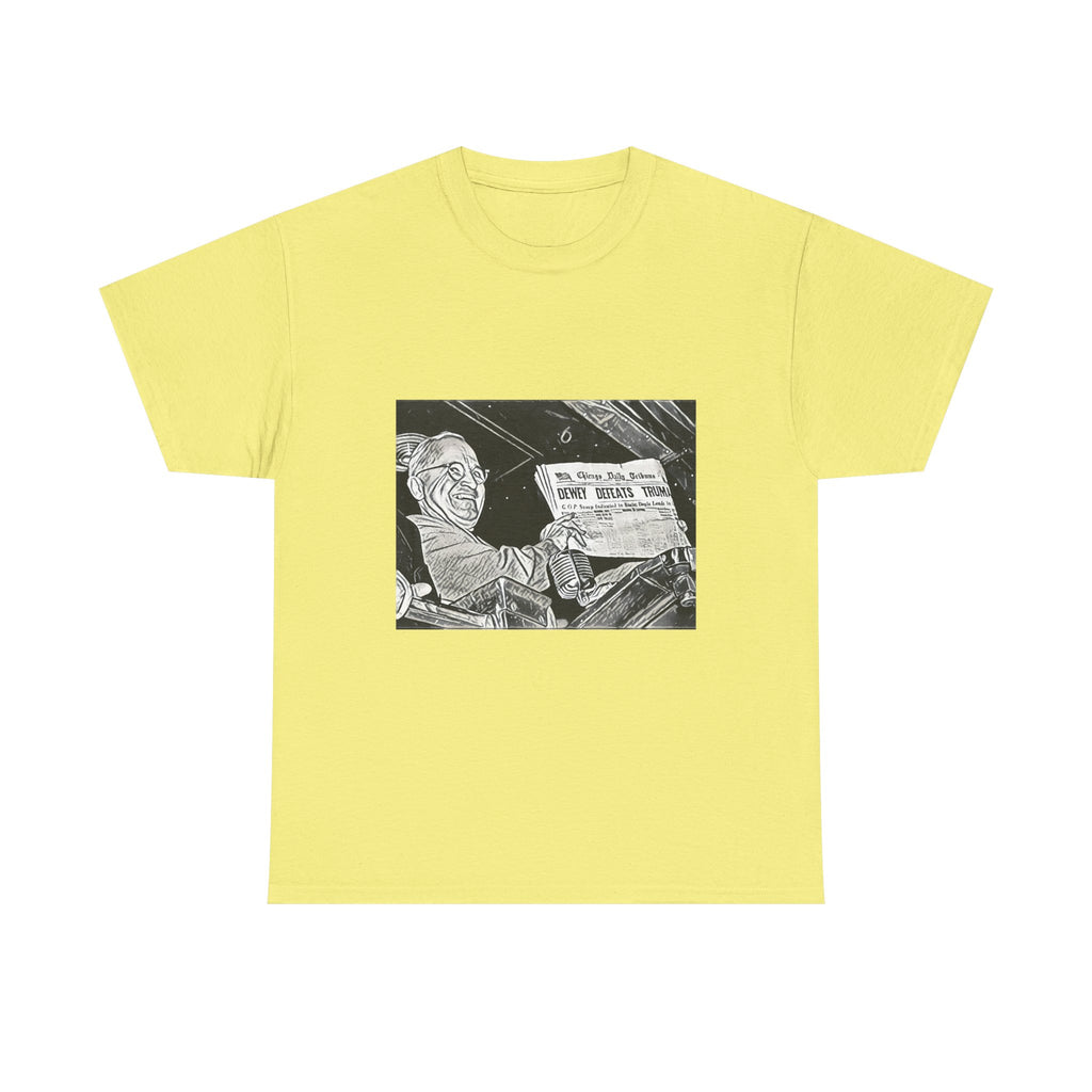 Dewey Defeats Truman Graphic Print Short Sleeve Unisex Heavy Cotton Tee Shirt