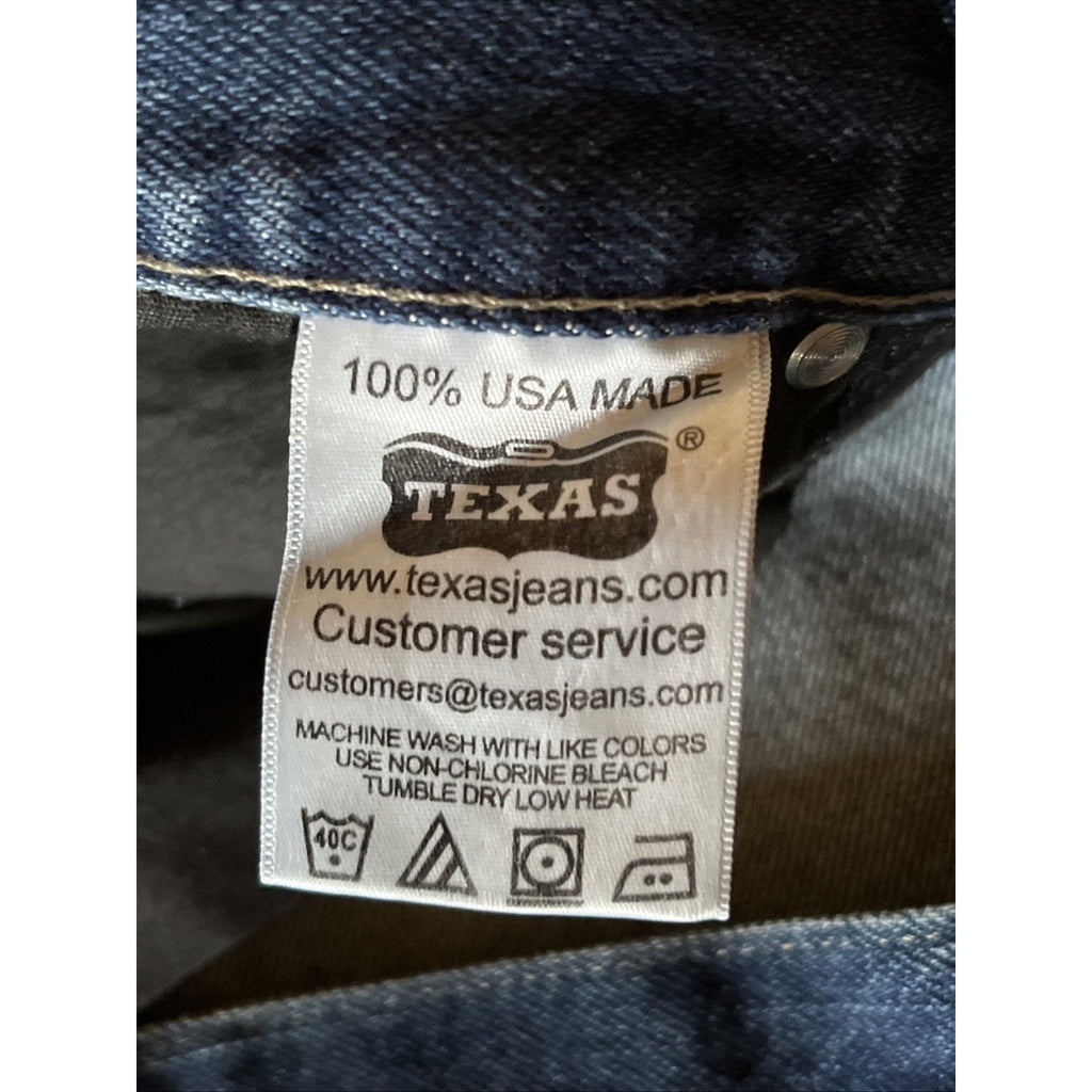 Texas Jeans Mens Demin Blue Relaxed Fit Western Dark Wash Made in USA 38x33