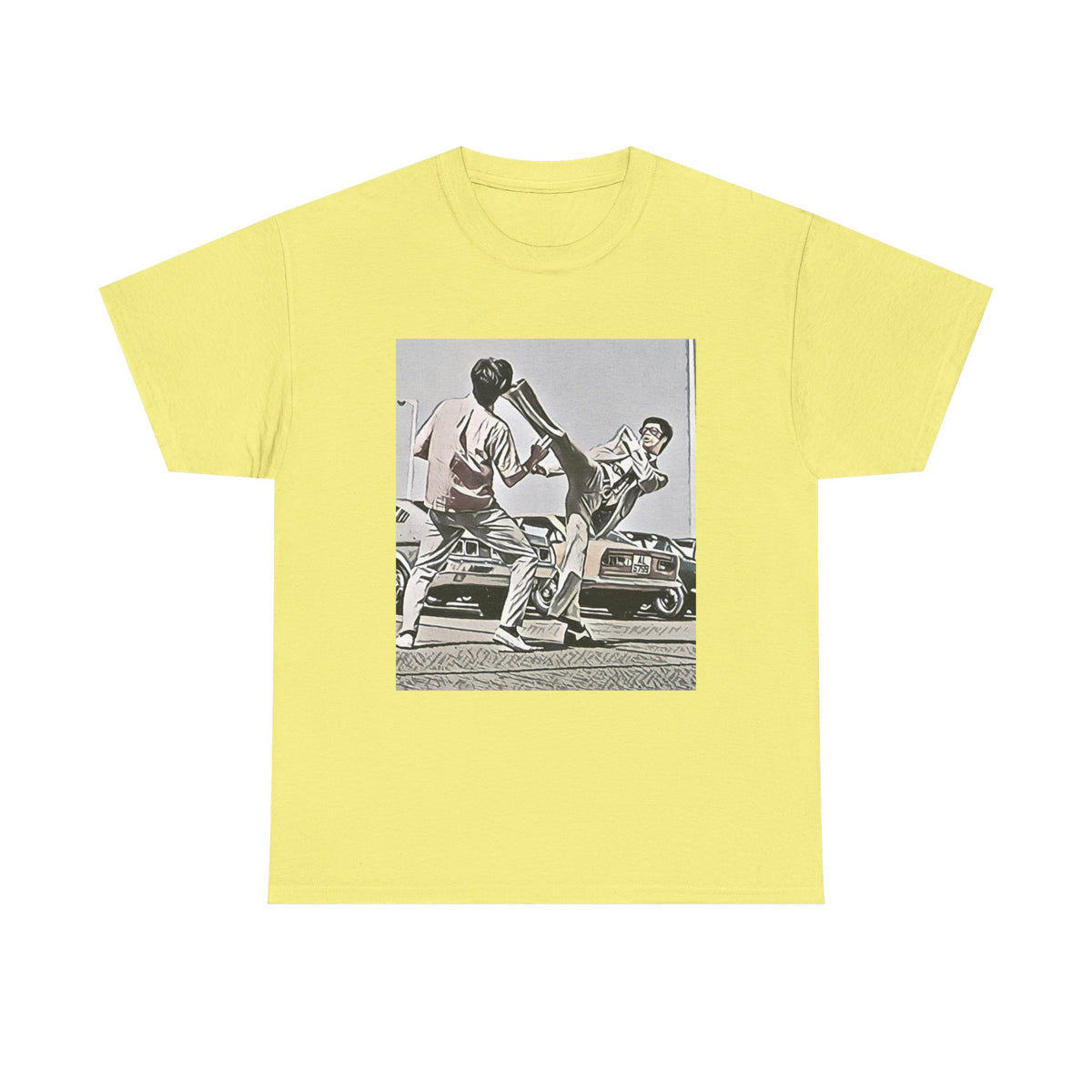 Bruce Lee Graphic Print Short Sleeve Crew Neck Unisex Heavy Cotton Art Tee Shirt