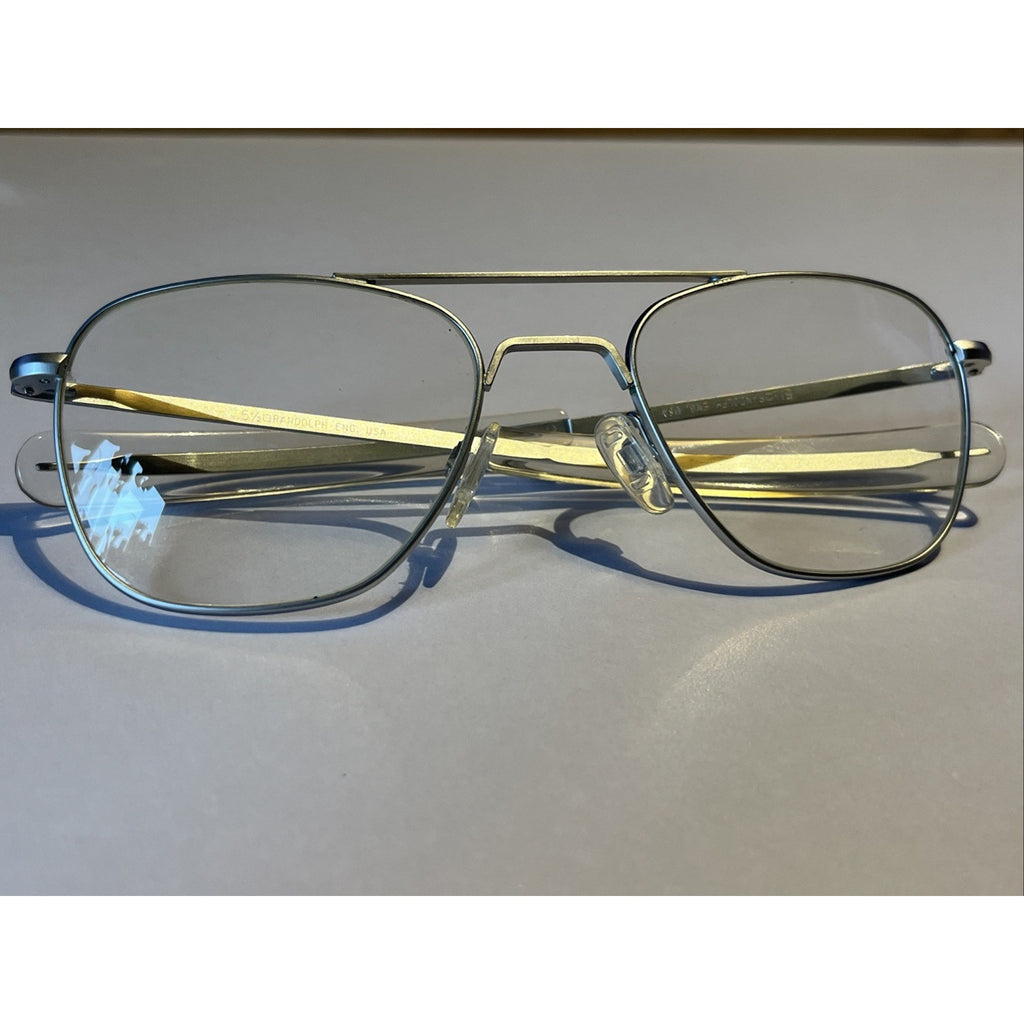 Randolph Aviator Glasses 52-20 Silver Chrome Bayonet Temples USA Frames Only
