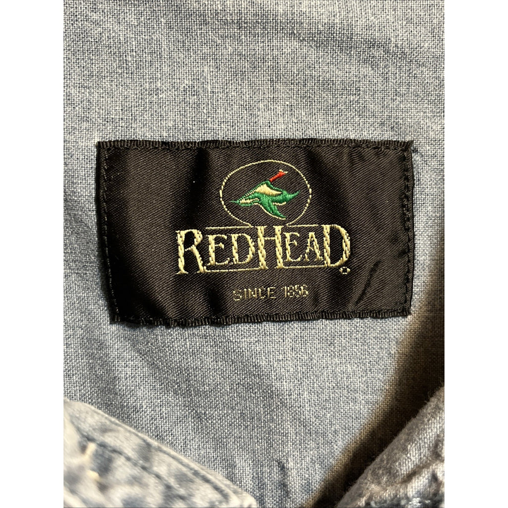 Redhead Vintage Shirt Men’s L Blue Canvas Long Sleeve Cotton Button Embroidered