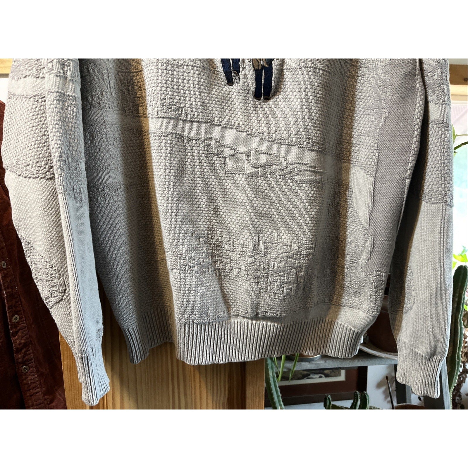 Vintage 90s Carmel Golf Embroidered Pullover Knit Sweater Size L Gray USA HOLE