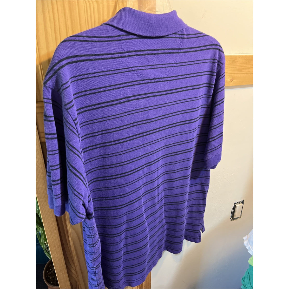 Daniel Cremieux Classics Club 38 Polo Shirt Mens L Purple Striped Short Sleeve