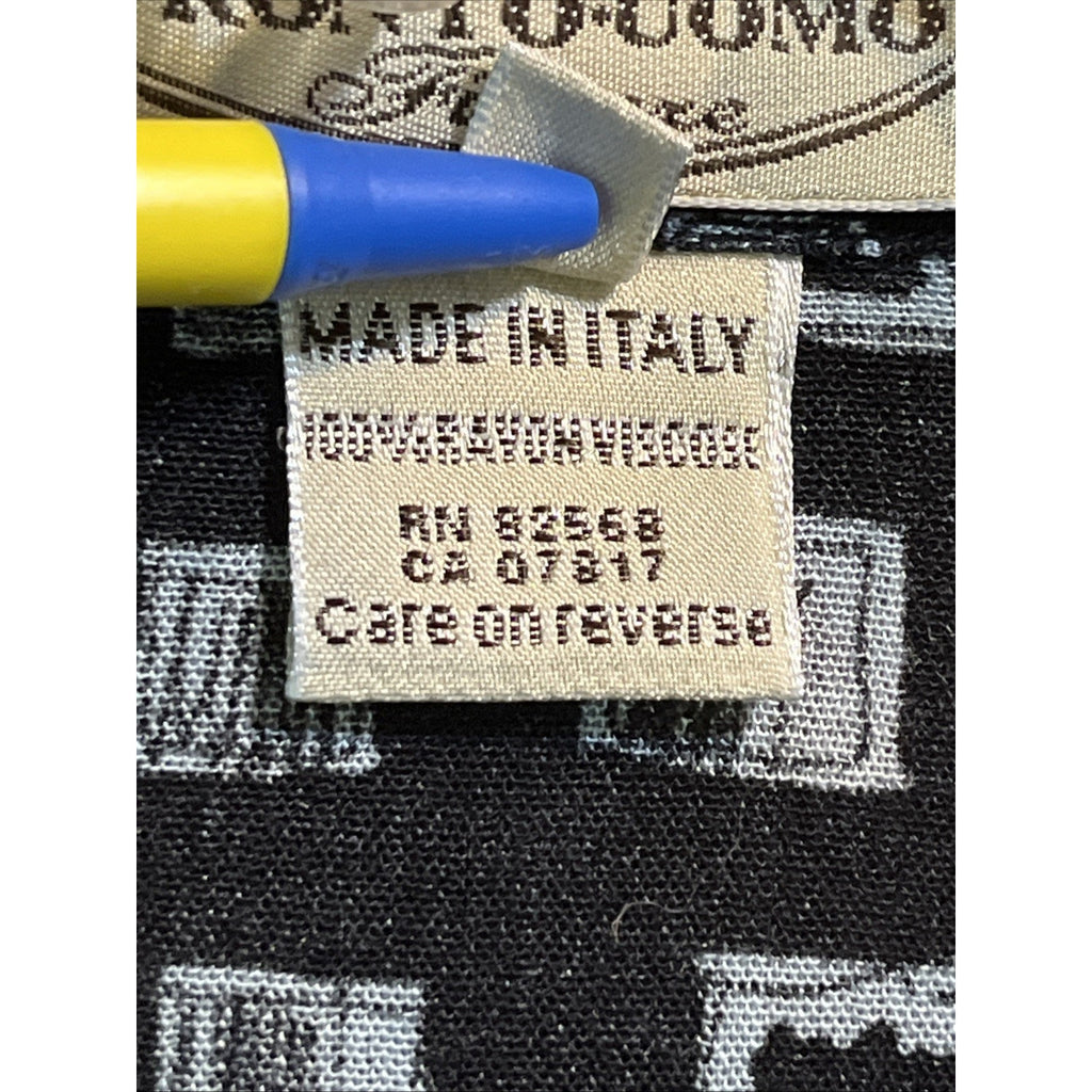 Pronto Uomo Firenze Vintage Men’s Nylon Shirt XL 54 Black LS Button Up Disco