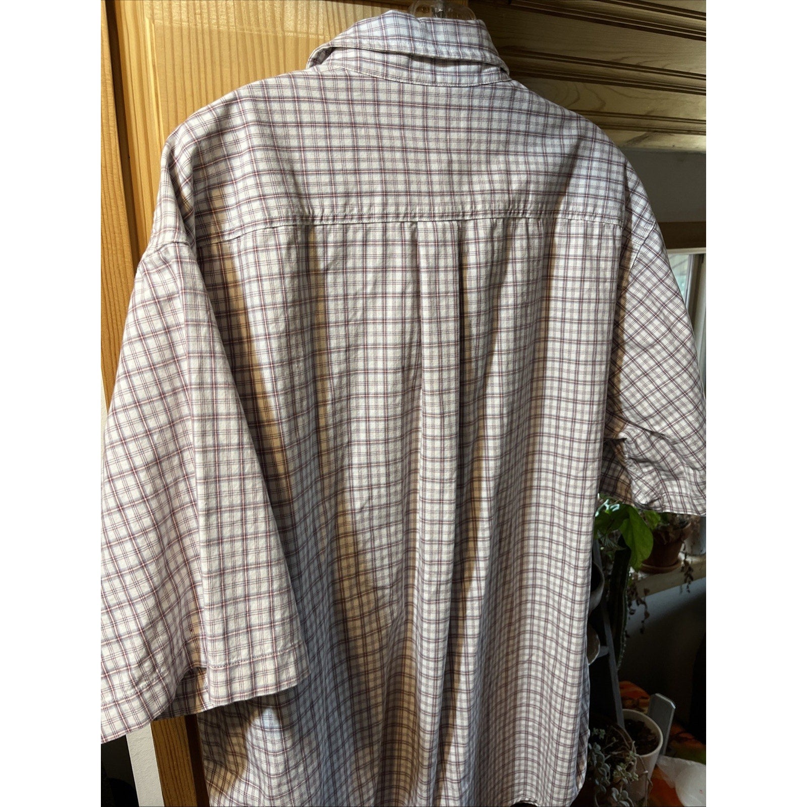 Carhartt Shirt Men’s XL White Checkered Plaid Short Sleeve Button Up Cotton Work