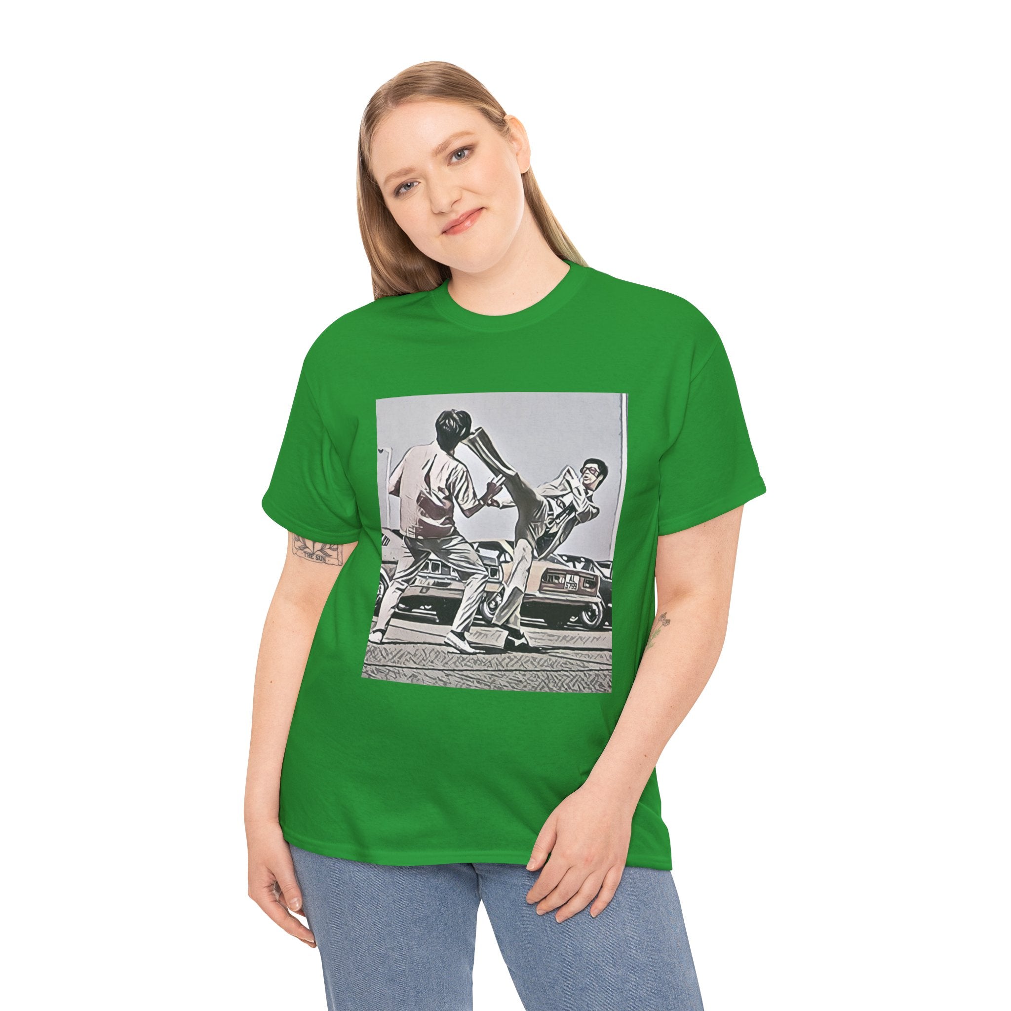 Bruce Lee Graphic Print Short Sleeve Crew Neck Unisex Heavy Cotton Art Tee Shirt