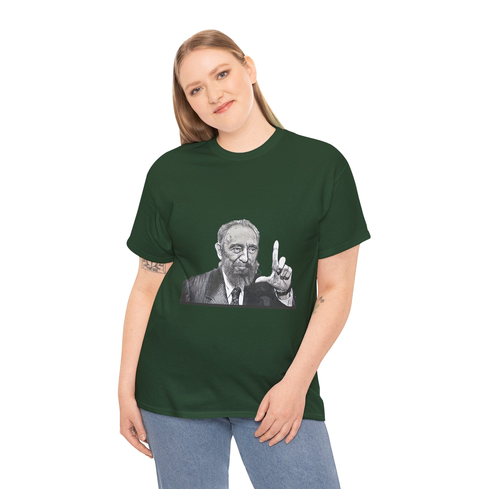 Fidel Castro Black & White Art Graphic Print Unisex Heavy Cotton Tee