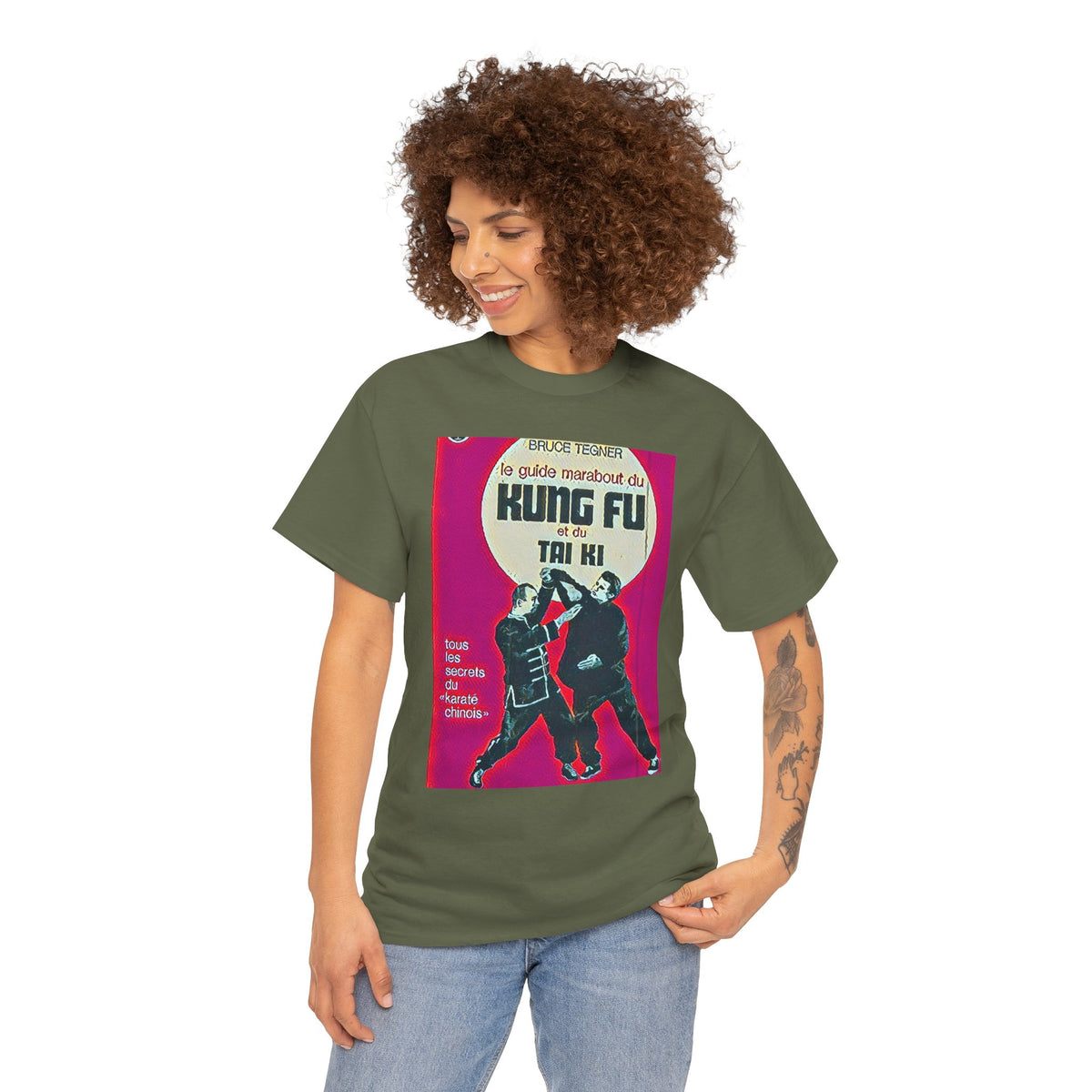 Kung Fu Tai Chi Bruce Tegner Graphic Print SS Crew Unisex Heavy Cotton Tee Shirt