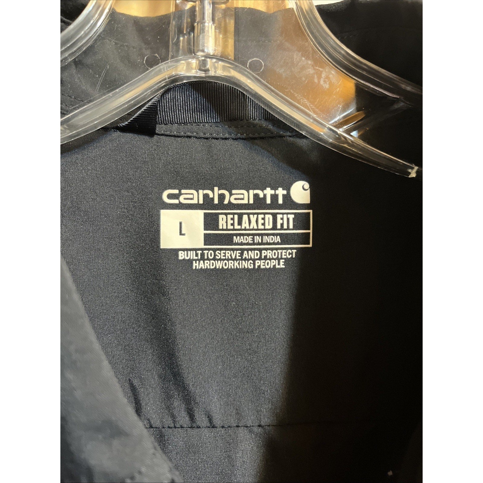 Carhartt Shirt Mens Large Black Long Sleeve Button Down Relaxed Fit Workwear