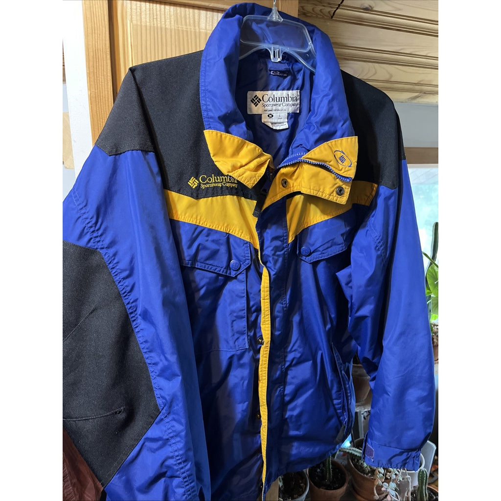 Columbia Mens M Blue Shell Jacket Ski Snow board Rain Winter Coat Boulder Ridge