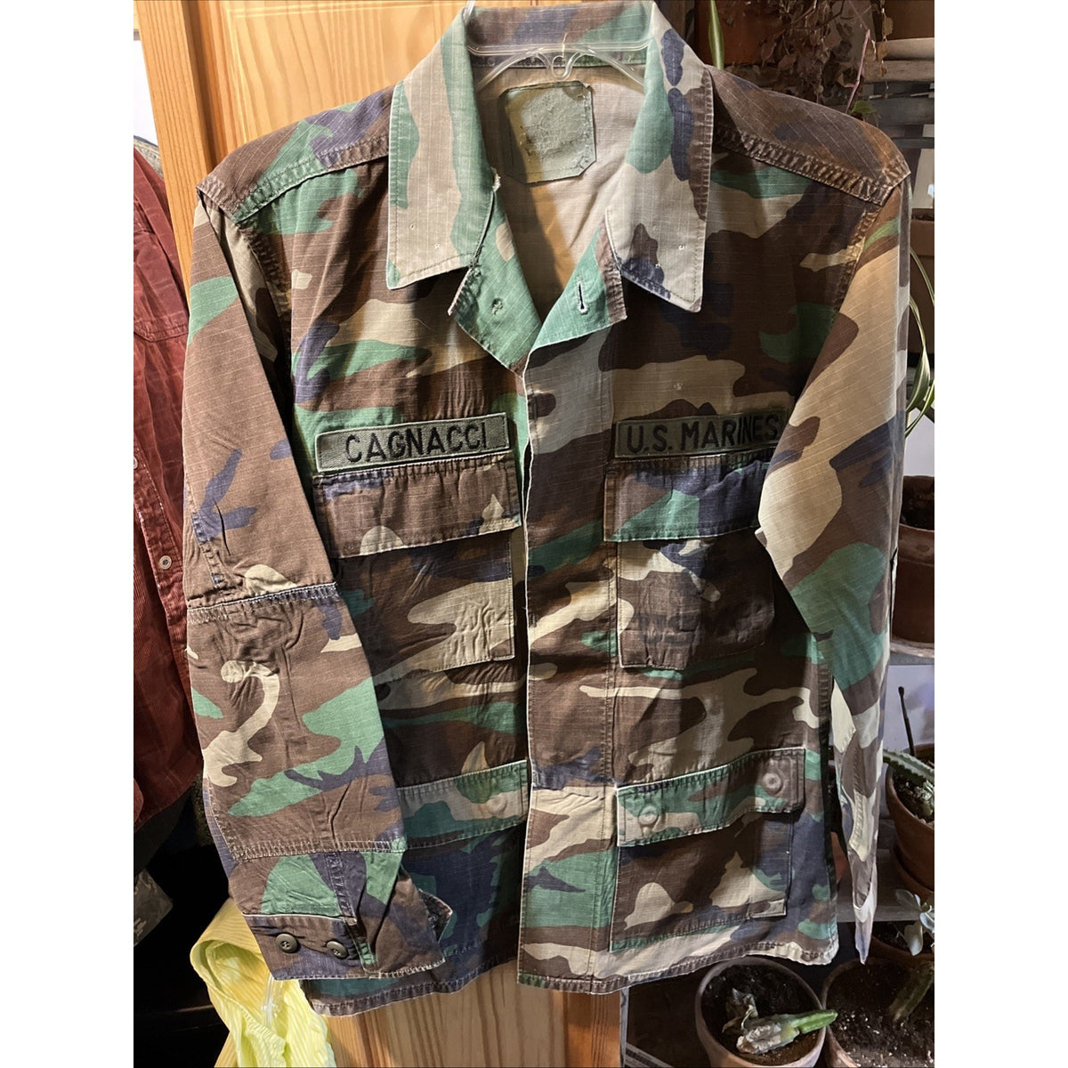 Vintage Woodland Camo Coat Hot weather Mens Combat small Reg Marines US Military
